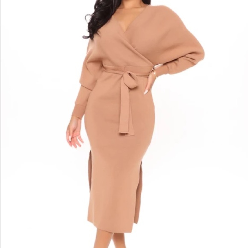 Wrapped All Around Me Midi Sweater Dress